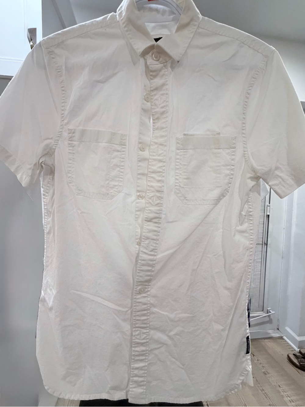 Armani Exchange White Short-Sleeve Button-Down Shirt